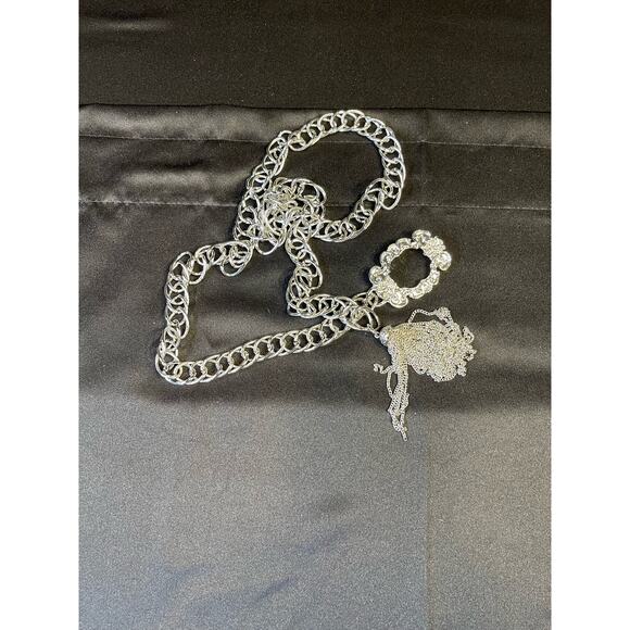 Women's Silver Metal Chain Link Belt with Tassel - Picture 1 of 6